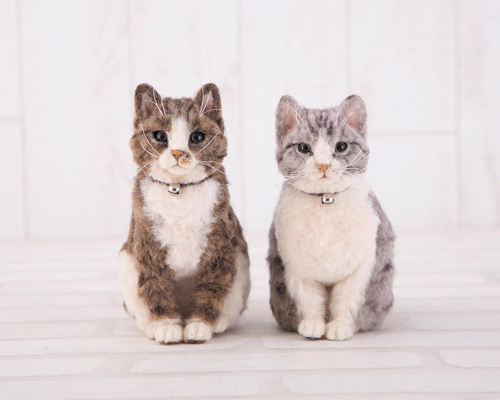 ニードルフェルト 猫 キット ｜サバトラorキジトラ｜羊毛フェルト 植毛