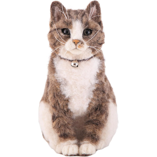 羊毛フェルト サバトラ猫の バッグチャ―厶 ハマナカ ニードルフェルトでつくる植毛キット キジトラ サバトラ 猫