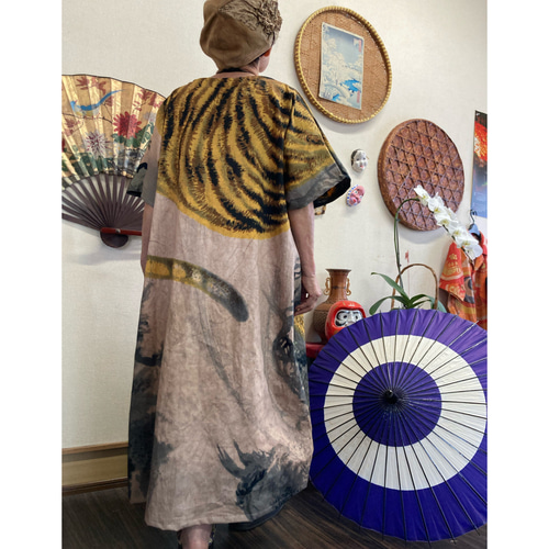 ハンドメイド 手作り 久留米絣 七分袖ワンピース 【公式通販】