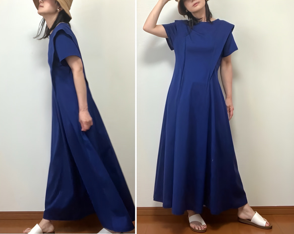 【全３色】Xラインワンピース〜風が描く美シルエット〜UVカット／ゆったり伸縮素材【着丈変更可】 6枚目の画像