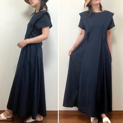 【全３色】Xラインワンピース〜風が描く美シルエット〜UVカット／ゆったり伸縮素材【着丈変更可】 10枚目の画像
