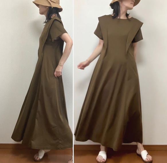 【全３色】Xラインワンピース〜風が描く美シルエット〜UVカット／ゆったり伸縮素材【着丈変更可】 8枚目の画像