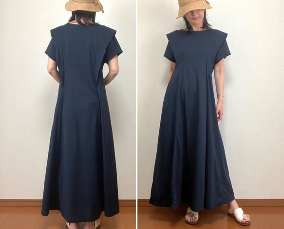 【全３色】Xラインワンピース〜風が描く美シルエット〜UVカット／ゆったり伸縮素材【着丈変更可】 9枚目の画像