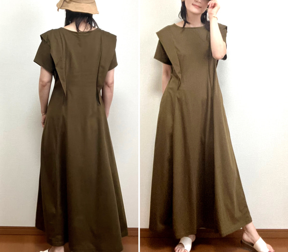 【全３色】Xラインワンピース〜風が描く美シルエット〜UVカット／ゆったり伸縮素材【着丈変更可】 7枚目の画像