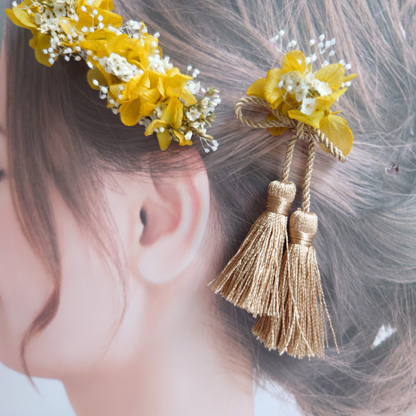 ＦｌｏｗｅｒＴｉａｒａ柚子色【ヘアーコームM・L】オプション色々 3枚目の画像
