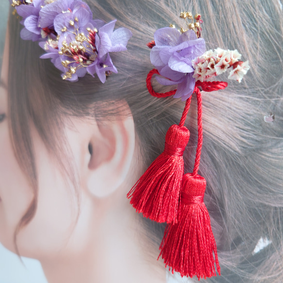 ＦｌｏｗｅｒＴｉａｒａ江戸紫色【ヘアーコームM・L】オプション色々 9枚目の画像