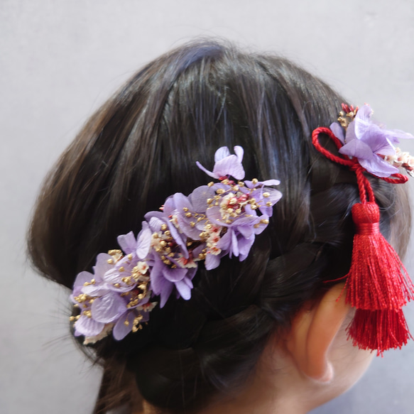 ＦｌｏｗｅｒＴｉａｒａ江戸紫色【ヘアーコームM・L】オプション色々 7枚目の画像