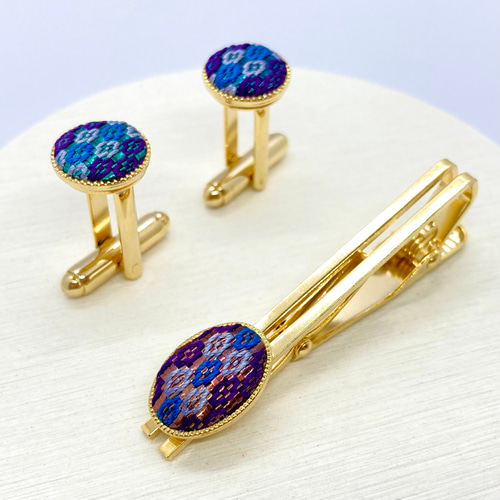 手織り佐賀錦 カフス ネクタイピン ギフトセット 天の川 タイピン