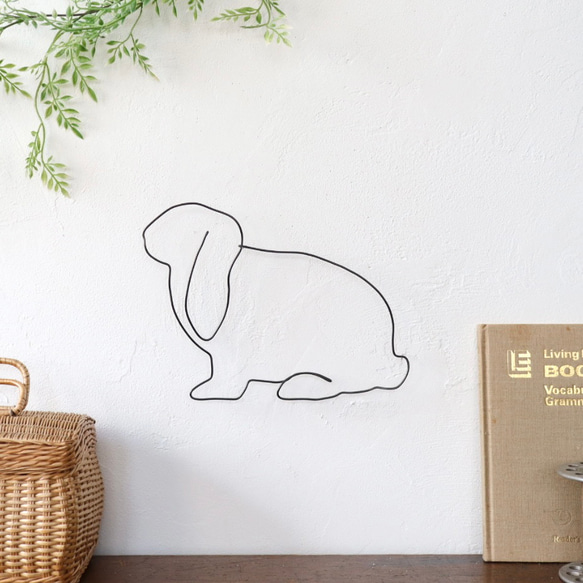 名入れできます♪うさぎシルエット/ロップイヤー(虫ピン付属)ワイヤー