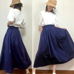 落ち着いたキレイ色【大人のブルー】上品な光沢/接触冷感 UVカット【受注製作★W55〜90cm対応】ギャザースカート 3枚目の画像