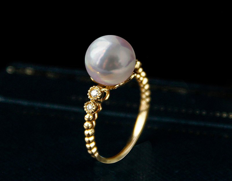 【La Corser】日本製 8.5-9.5mm アコヤ天然海水真珠リング 18Kゴールド ダイヤモンドバージョン ツイスト 厚 21,016円