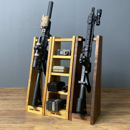 WOODWORKS ガンラック ／ライフルスタンド1丁掛+マガジンラックセット