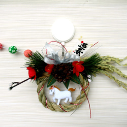 2026しめ縄☆ 正月飾り 午（うま）のお正月リース飾り 小26-6 リース