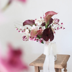 シンビジウムのウェディングブーケ・ブートニア【pink】/アーティ