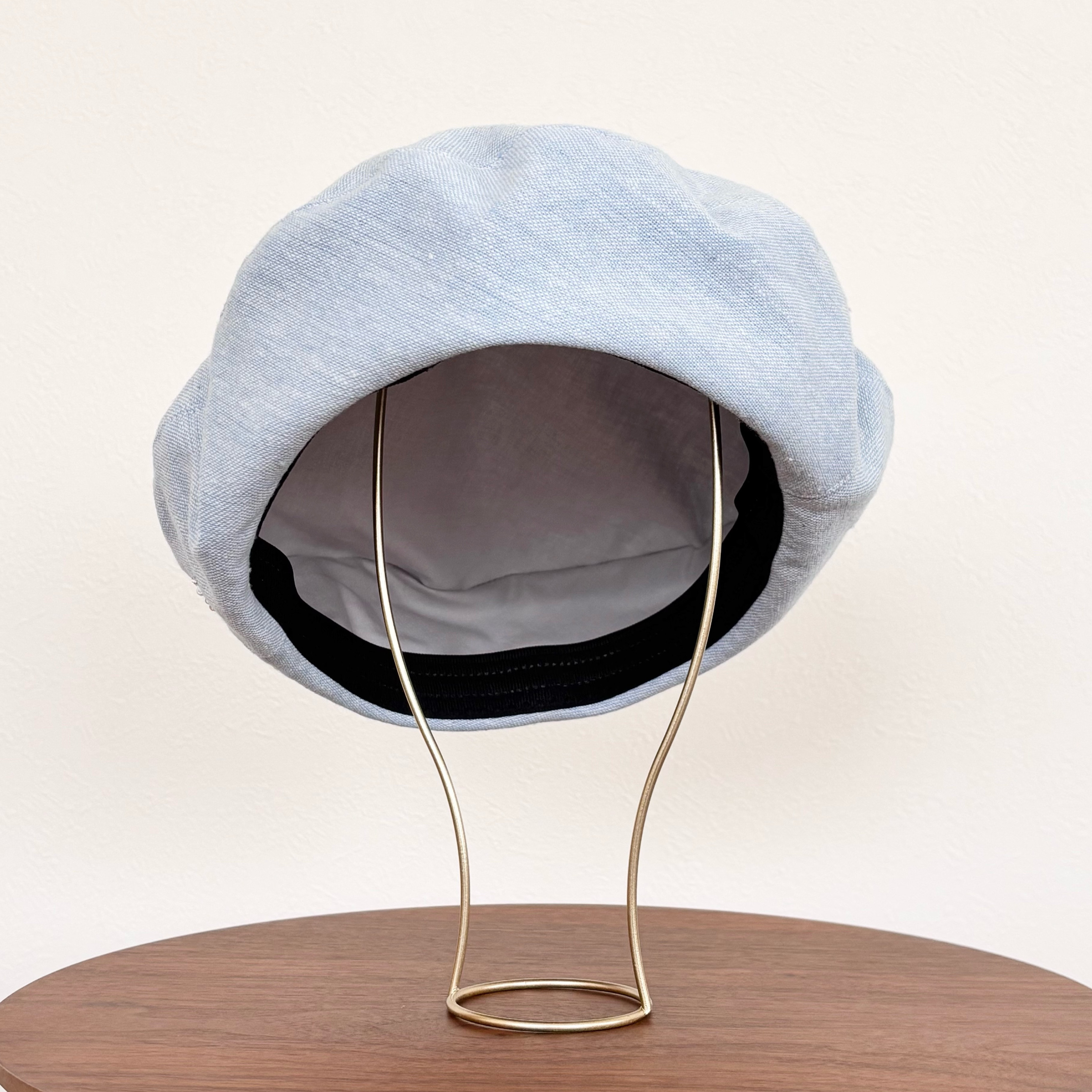 【爽やかなライトブルーのシンプルコットンサマーベレー帽　春夏レディース帽子】水色　カジュアル　上品　きれいめ　大きい