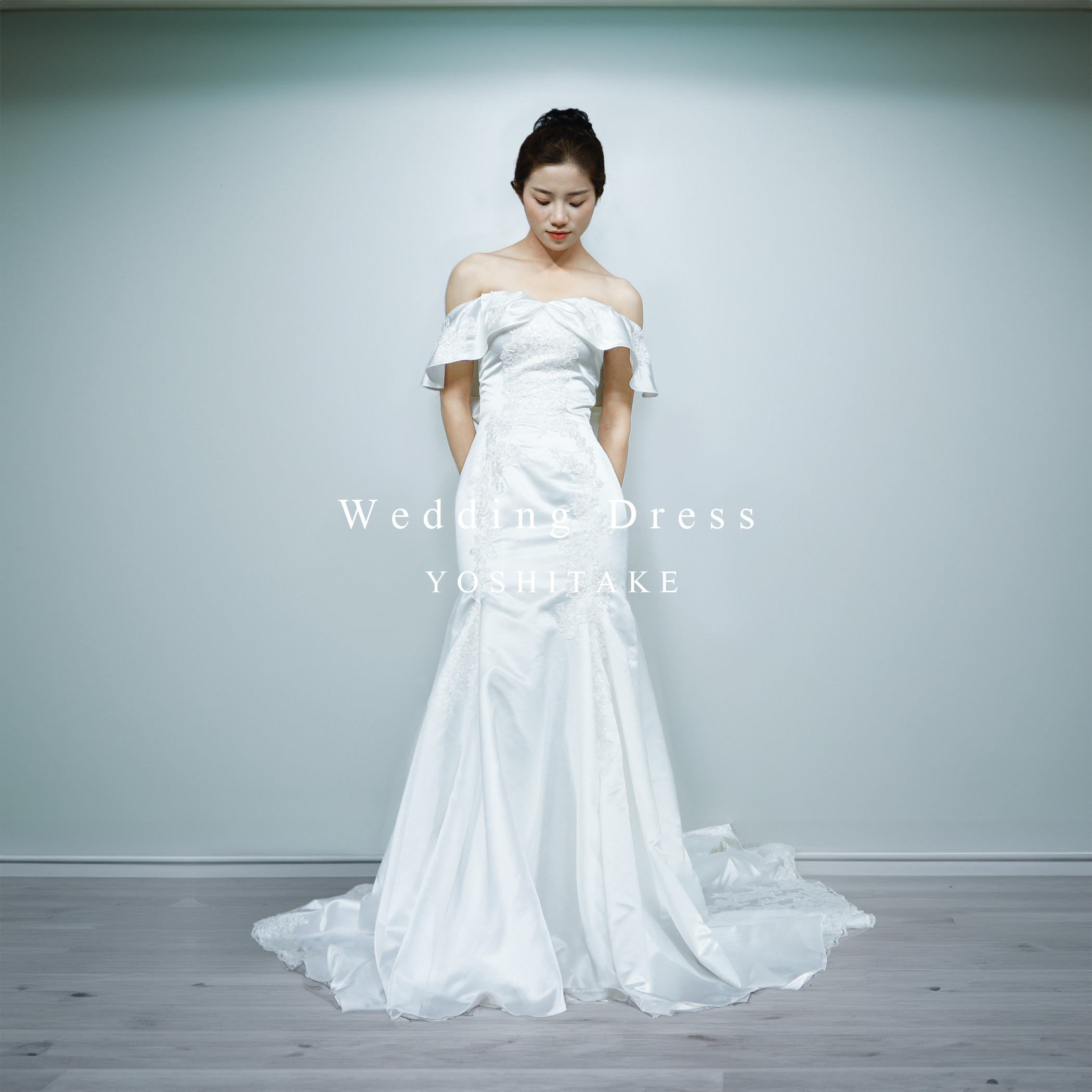 【オーダー制作】ウエディングドレス.白.サテン.刺繍レース.マーメイドドレス.リボン.Y2407