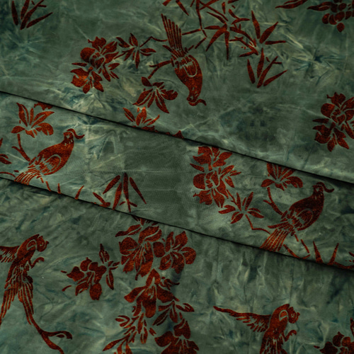 長さ1m ジャガード生地 大判 花柄 鳥 ベロア 綺麗 上品 布 きじ 色織