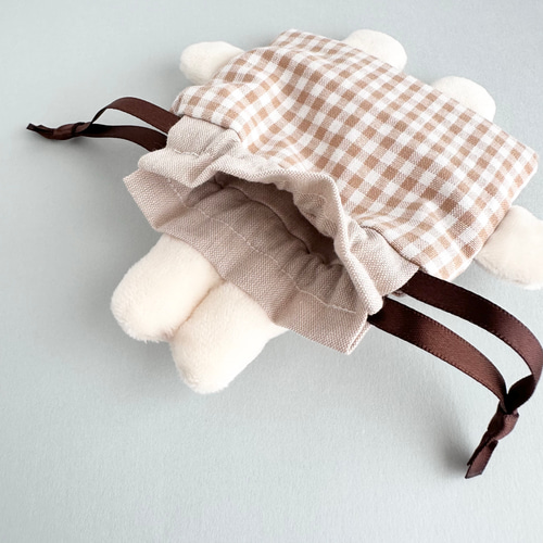 ふわもちうさぎ”のぬいぐるみ付き巾着ポーチ(ミニミニサイズ) ギンガム