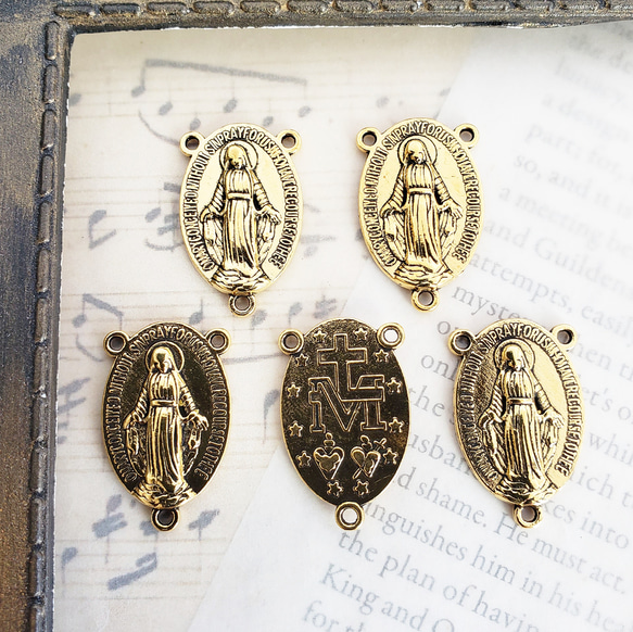 8個 メダイ センターメダイ チャーム/アンティークゴールド（C2-956）3