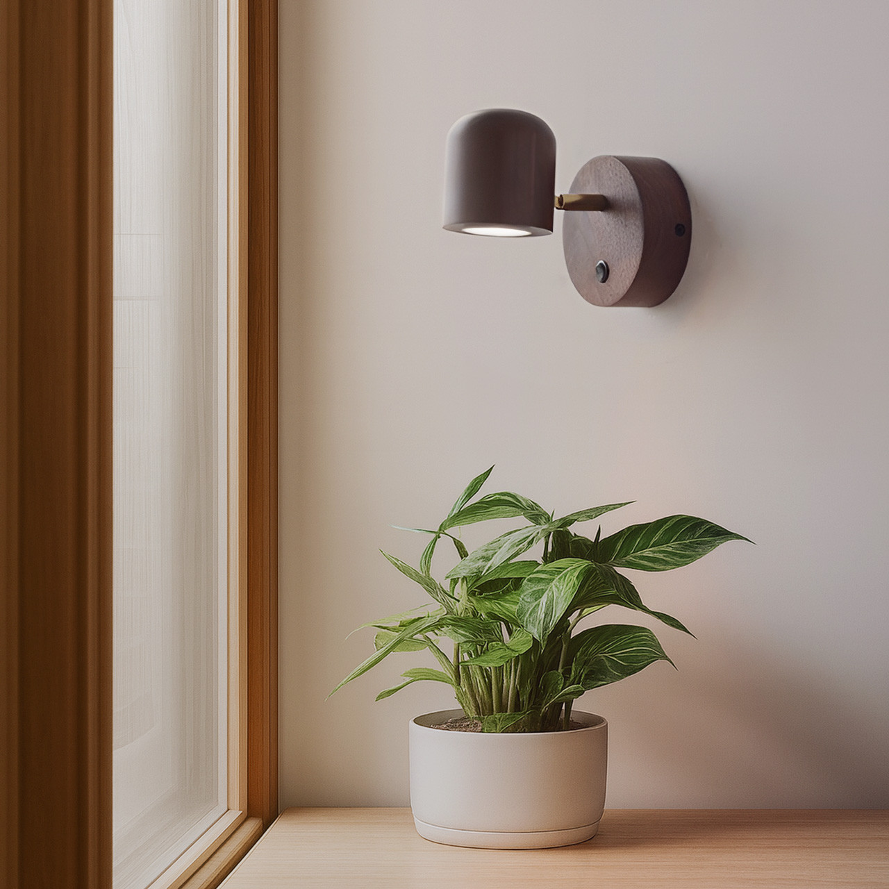 大正レトロスタイル ブラックウォールナットウッドウォールランプ ハンドメイドオリジナルウッド 3段階色温度切替 383LW