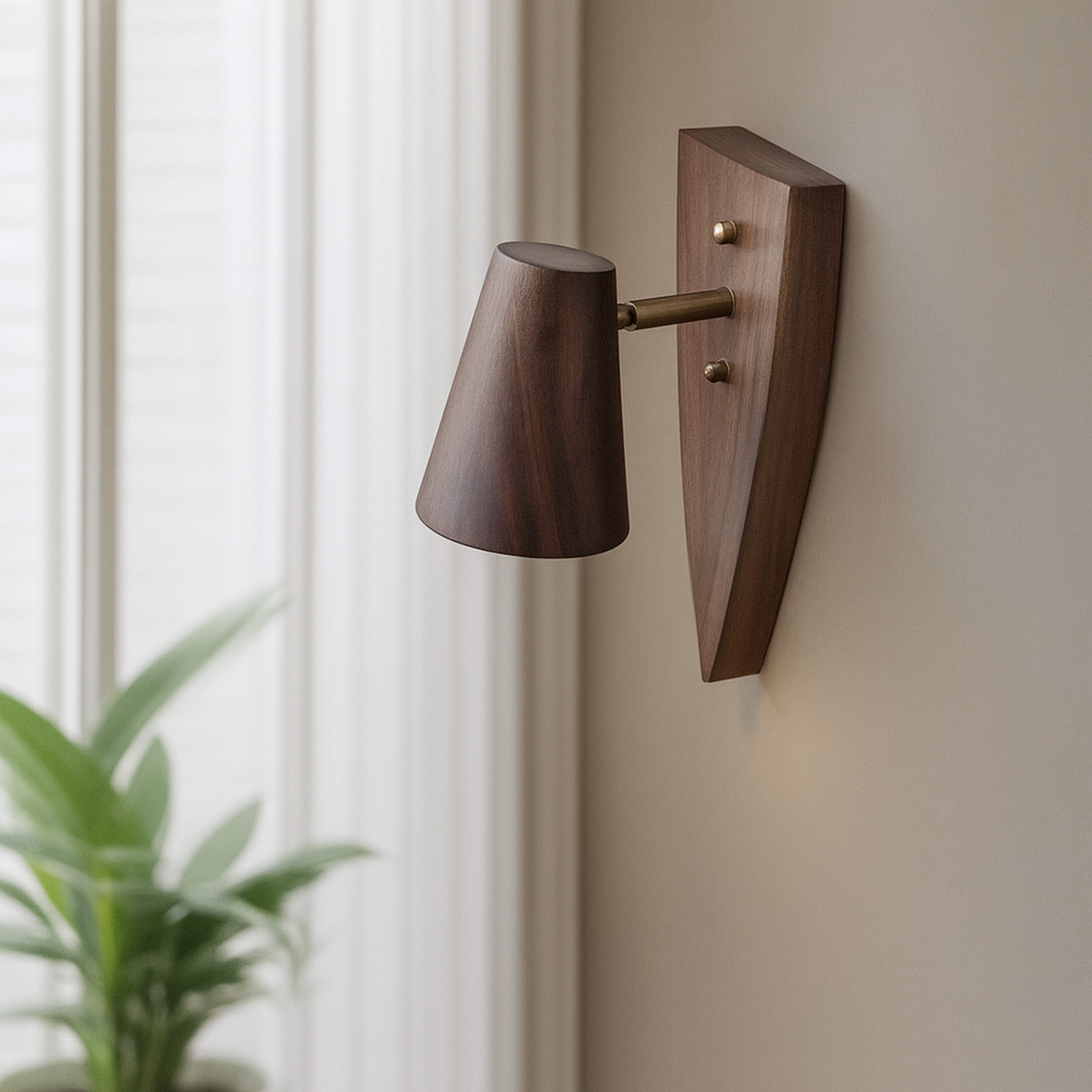 大正レトロスタイル ブラックウォールナットウッドウォールランプ ハンドメイドオリジナルウッド 3段階色温度切替 385LW