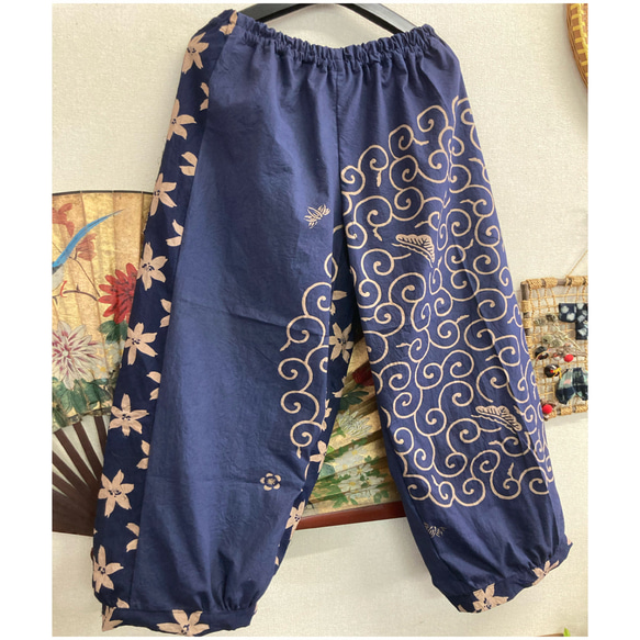 風呂敷と浴衣の柿渋染めゆったりパンツ ハンドメイド - メルカリ