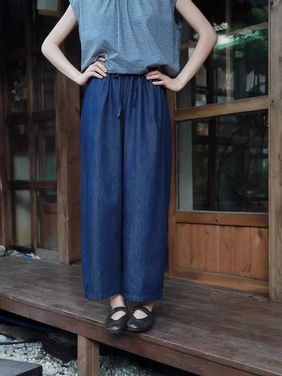 着まわしやすいワイドパンツ　ロングパンツ　デニムパンツ