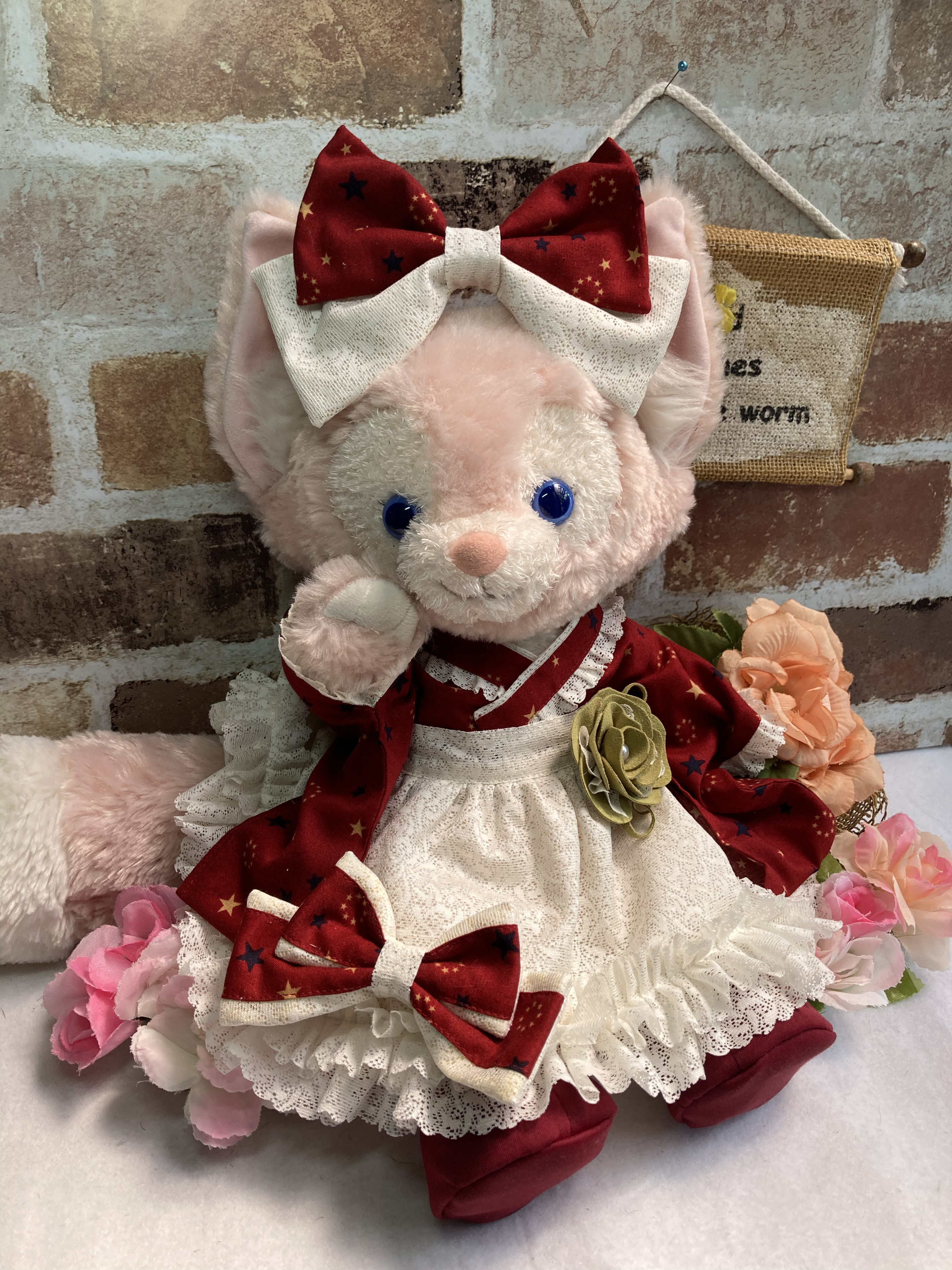 リーナベルSサイズ☆エンジ星柄　和モダン　着物ドレス６点コスチューム☆ステラルー も出品中