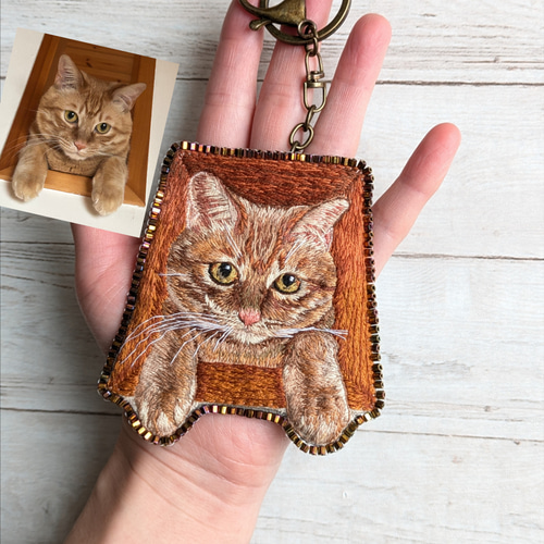 うちの子オーダー動物刺繍ブローチ大(8~9cm) おもちゃ・ペット小物