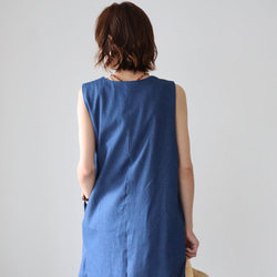 岡山児島デニムジャンパースカート／8オンスソフトデニムワンピース／スラッシュネック／ブルー／linum jean 9枚目の画像
