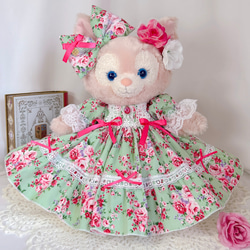 リーナベル Sサイズ ドレス 花柄 バラ柄 リボン レース ハンドメイド