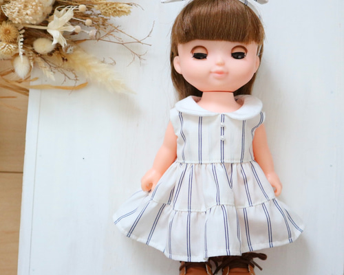 26cmドール服 ぬいぐるみ服 マリンワンピース メルちゃん ソランちゃん