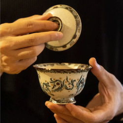 詩瓷集｜中国唐風の人氣手描き蓋碗 景徳鎮ハンドメイド・安南青花磁器