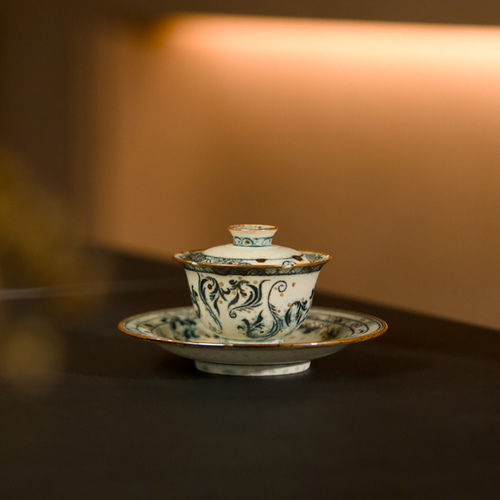 詩瓷集｜中国唐風の人氣手描き蓋碗 景徳鎮ハンドメイド・安南青花磁器