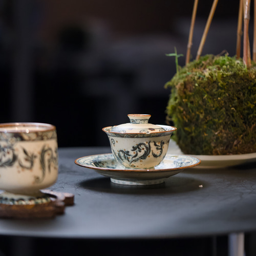 詩瓷集｜中国唐風の人氣手描き蓋碗 景徳鎮ハンドメイド・安南青花磁器
