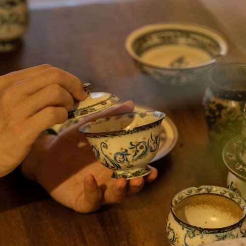 詩瓷集｜中国唐風の人氣手描き蓋碗 景徳鎮ハンドメイド・安南