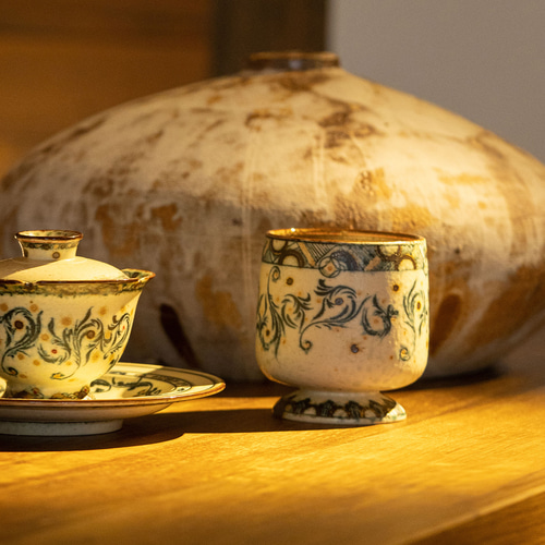 詩瓷集｜中国唐風の人氣手描き蓋碗 景徳鎮ハンドメイド・安南青花磁器