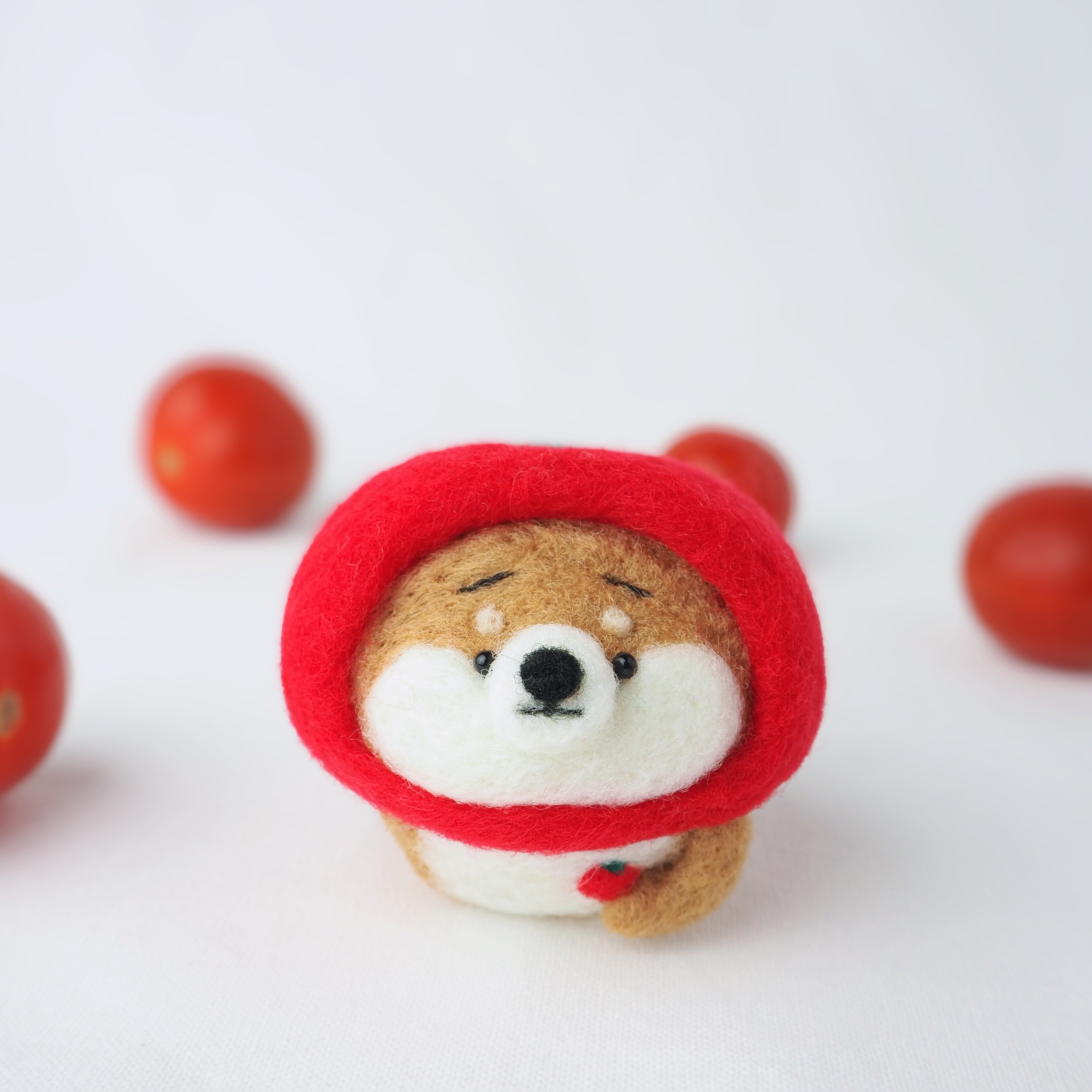 【受注製作】-夏野菜- トマトになりきるまゆ柴犬(赤柴・黒柴・白柴) 羊毛フェルト