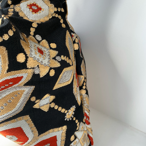 正絹ヴィンテージ着物帯リメイクショートバッグ_花火_