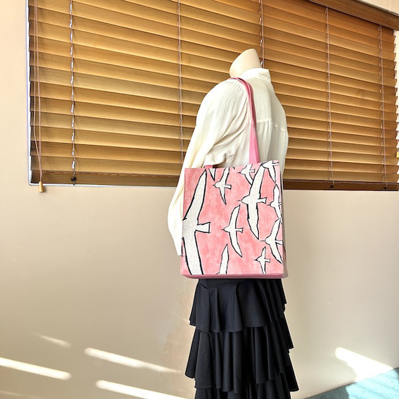 creema限定、ミナペルホネン、渡り鳥、トートバッグ１点もの 9枚目の画像