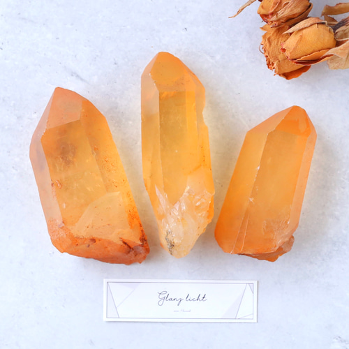 タンジェリン クォーツポイント原石5本セットブラジル産血液健康活力