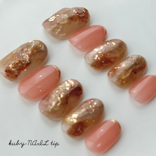 no.5 ニュアンスネイルチップ 夏 ピンク ゴールド マグネット キラキラ