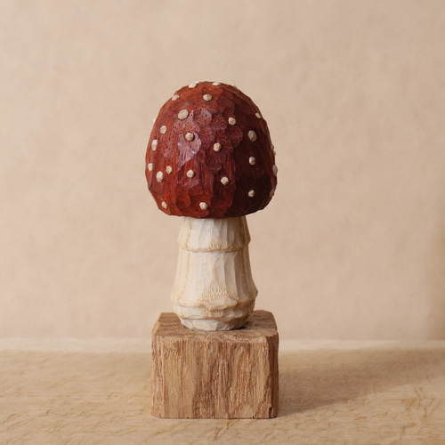 木彫り きのこ 毒キノコ ベニテングタケ 木製 置物 オブジェ