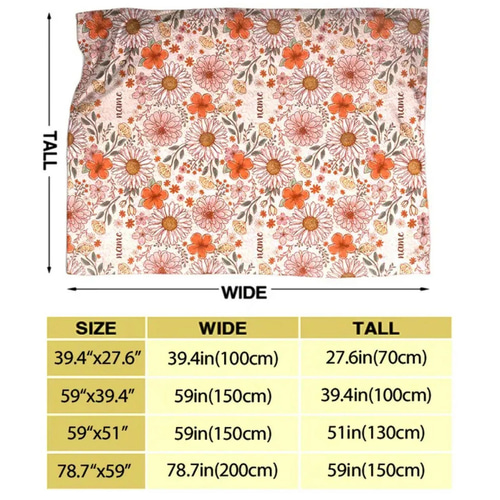 花柄ブランケット 名前入り フラワーデザイン 毛布 ひざ掛け