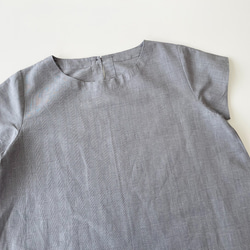半袖シンプルAラインワンピース　* Cotton Linen グレンチェック柄 *　 10枚目の画像