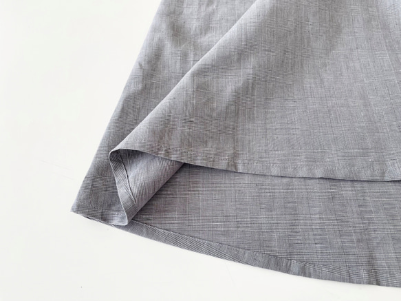 半袖シンプルAラインワンピース　* Cotton Linen グレンチェック柄 *　 11枚目の画像
