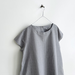 半袖シンプルAラインワンピース　* Cotton Linen グレンチェック柄 *　 9枚目の画像