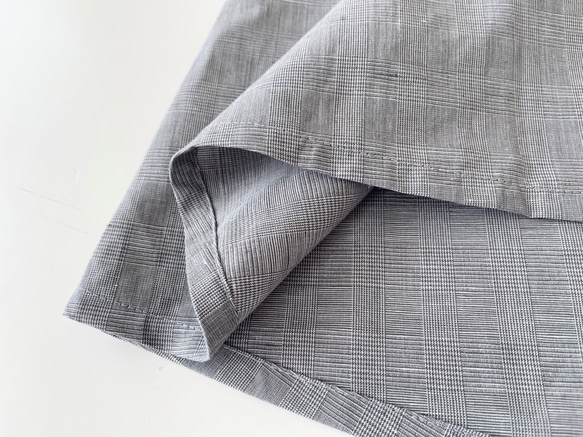 半袖シンプルAラインワンピース　* Cotton Linen グレンチェック柄 *　 12枚目の画像