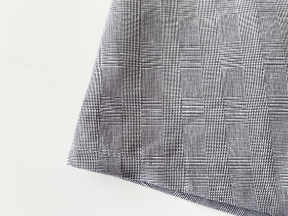 半袖シンプルAラインワンピース　* Cotton Linen グレンチェック柄 *　 13枚目の画像