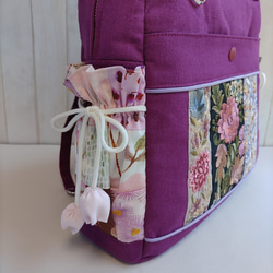 ★パッチワークとインド刺繍リボンのバッグ（ラズベリーパープル）★使い方は4通り【Creema限定】 7枚目の画像